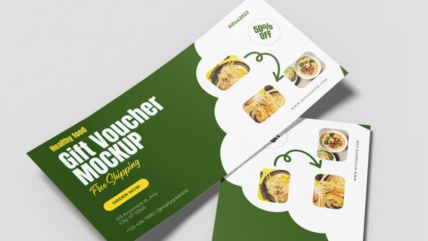 Premium custom gift vouchers with elegant branding and security numbering, printed by Kavya Printers in Kodungallur