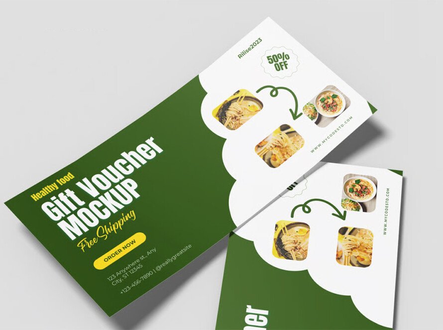 Premium custom gift vouchers with elegant branding and security numbering, printed by Kavya Printers in Kodungallur